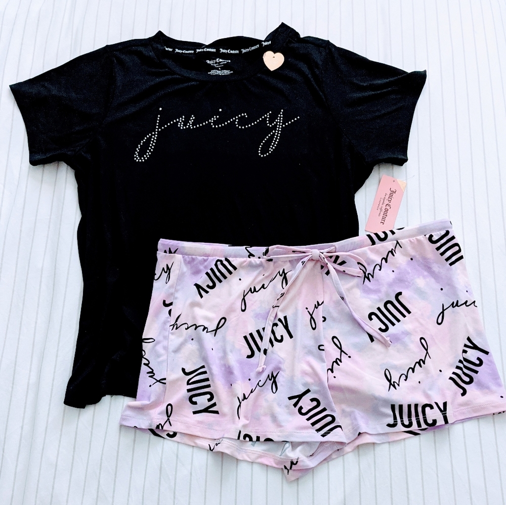NWT Juicy Couture Pretty Logo Pajama PJ Set Large